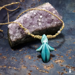 Ziółko Słowiański duszek opiekuńczy Porcelana Agat w makramie ~ DelfinaDolls