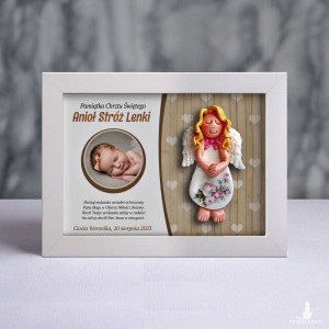 Pamiątka Chrztu Świętego - ramka 15x20 z aniołkiem