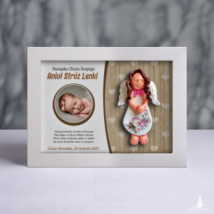 Pamiątka Chrztu Świętego - ramka 15x20 z aniołkiem
