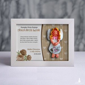 Pamiątka Chrztu Świętego - ramka 15x20 z aniołkiem