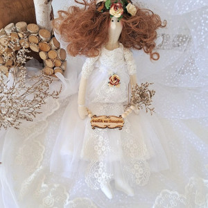 anioł stróż anielica tilda szyta tiul,prezent Dzień Mamy ,chrzest,narodziny,Komunia,Bierzmowanie