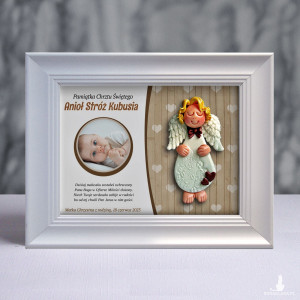 Pamiątka Chrztu Świętego - ramka 15x20 z aniołkiem