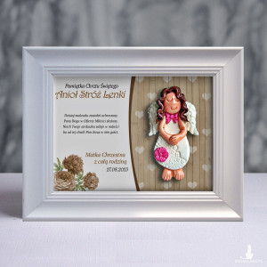 Pamiątka Chrztu Świętego - ramka 15x20 z aniołkiem