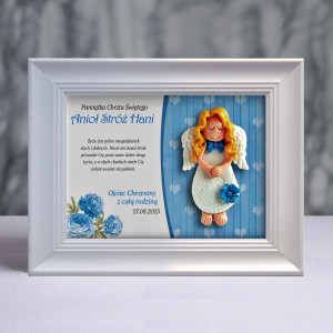 Pamiątka Chrztu Świętego - ramka 15x20 z aniołkiem