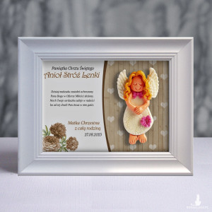 Pamiątka Chrztu Świętego - ramka 15x20 z aniołkiem