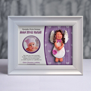 Pamiątka Chrztu Świętego - ramka 15x20 z aniołkiem