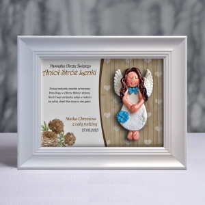 Pamiątka Chrztu Świętego - ramka 15x20 z aniołkiem