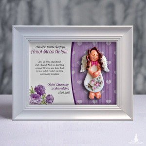 Pamiątka Chrztu Świętego - ramka 15x20 z aniołkiem