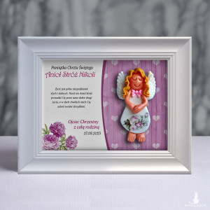 Pamiątka Chrztu Świętego - ramka 15x20 z aniołkiem
