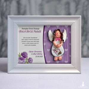 Pamiątka Chrztu Świętego - ramka 15x20 z aniołkiem