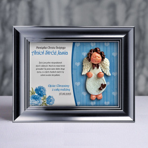 Pamiątka Chrztu Świętego - ramka 15x20 z aniołkiem