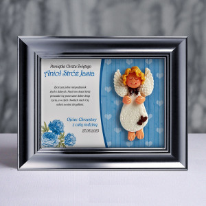 Pamiątka Chrztu Świętego - ramka 15x20 z aniołkiem