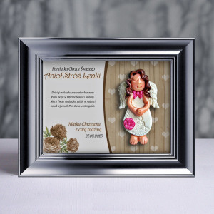 Pamiątka Chrztu Świętego - ramka 15x20 z aniołkiem