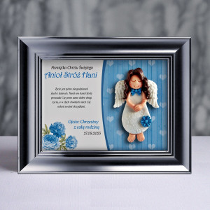 Pamiątka Chrztu Świętego - ramka 15x20 z aniołkiem