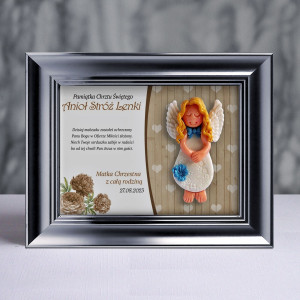 Pamiątka Chrztu Świętego - ramka 15x20 z aniołkiem