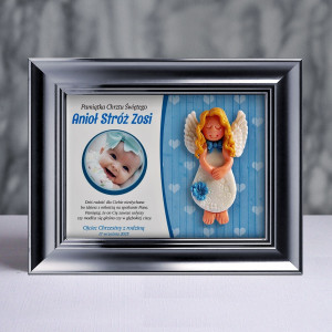 Pamiątka Chrztu Świętego - ramka 15x20 z aniołkiem