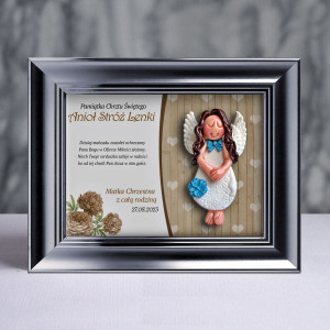 Pamiątka Chrztu Świętego - ramka 15x20 z aniołkiem