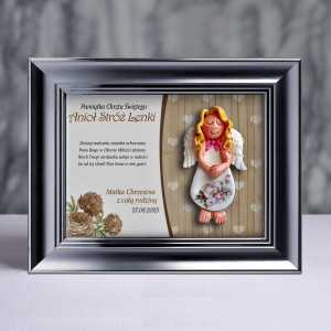 Pamiątka Chrztu Świętego - ramka 15x20 z aniołkiem