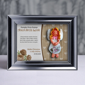Pamiątka Chrztu Świętego - ramka 15x20 z aniołkiem