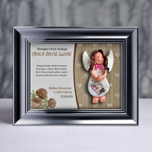 Pamiątka Chrztu Świętego - ramka 15x20 z aniołkiem
