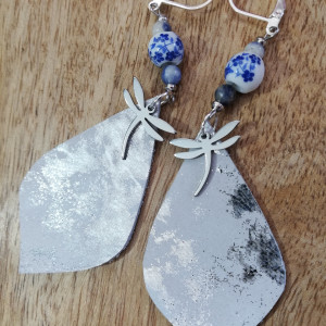 Kolczyki ze skóry włoskiej i stali chirurgicznej  boho