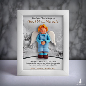 Pamiątka Chrztu Świętego - ramka 15x20 z aniołkiem