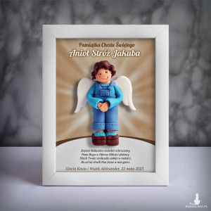 Pamiątka Chrztu Świętego - ramka 15x20 z aniołkiem