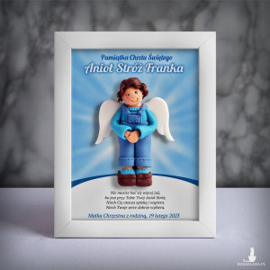 Pamiątka Chrztu Świętego - ramka 15x20 z aniołkiem