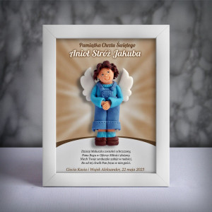 Pamiątka Chrztu Świętego - ramka 15x20 z aniołkiem