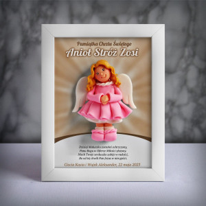 Pamiątka Chrztu Świętego - ramka 15x20 z aniołkiem