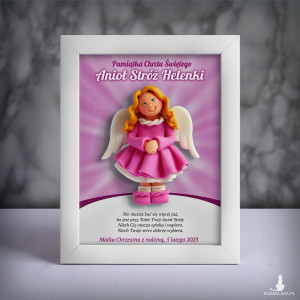 Pamiątka Chrztu Świętego - ramka 15x20 z aniołkiem
