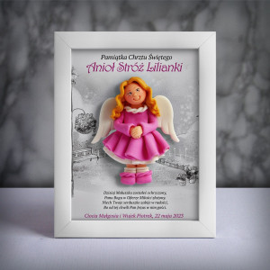 Pamiątka Chrztu Świętego - ramka 15x20 z aniołkiem