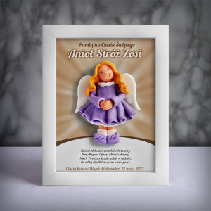 Pamiątka Chrztu Świętego - ramka 15x20 z aniołkiem