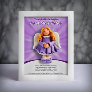 Pamiątka Chrztu Świętego - ramka 15x20 z aniołkiem