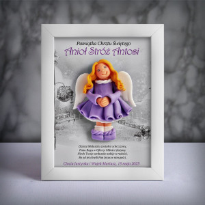 Pamiątka Chrztu Świętego - ramka 15x20 z aniołkiem