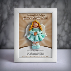 Pamiątka Chrztu Świętego - ramka 15x20 z aniołkiem