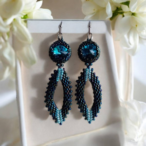 Kolczyki z kryształami Svarowski czarno - niebieskie