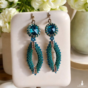 Kolczyki z kryształami Svarowski zielono - złote