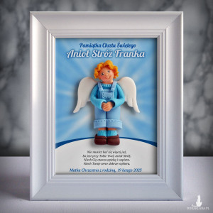 Pamiątka Chrztu Świętego - ramka 15x20 z aniołkiem