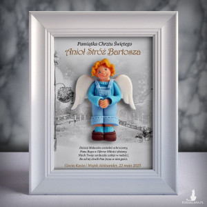 Pamiątka Chrztu Świętego - ramka 15x20 z aniołkiem