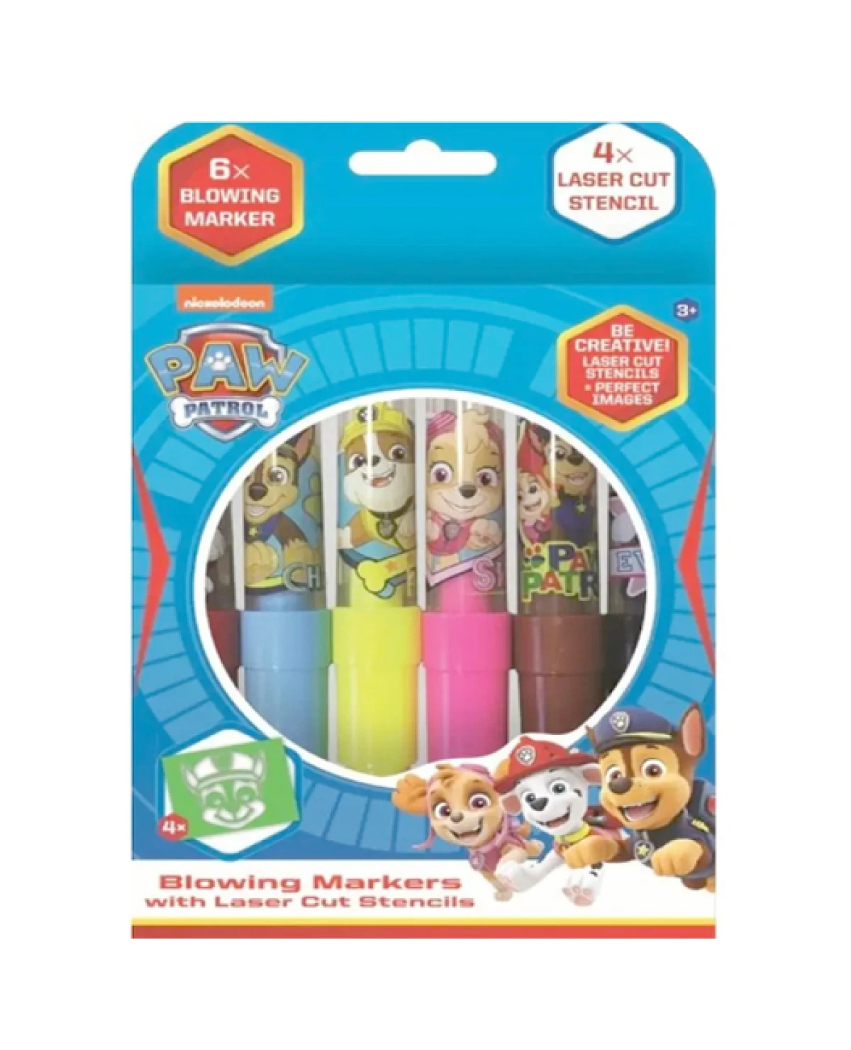 psi patrol markery dmuchane z szablonami, paw patrol blowing markers, dmuchane mazaki psi patrol, dmuchane markery paw patrol