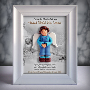 Pamiątka Chrztu Świętego - ramka 15x20 z aniołkiem