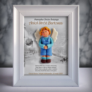 Pamiątka Chrztu Świętego - ramka 15x20 z aniołkiem