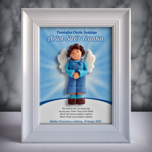 Pamiątka Chrztu Świętego - ramka 15x20 z aniołkiem