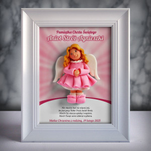 Pamiątka Chrztu Świętego - ramka 15x20 z aniołkiem