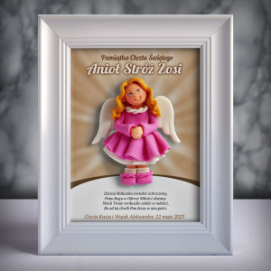 Pamiątka Chrztu Świętego - ramka 15x20 z aniołkiem