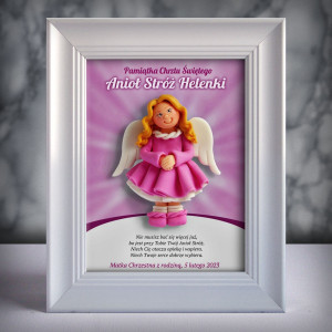 Pamiątka Chrztu Świętego - ramka 15x20 z aniołkiem
