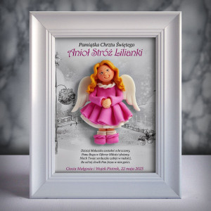 Pamiątka Chrztu Świętego - ramka 15x20 z aniołkiem