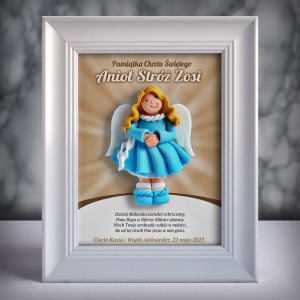 Pamiątka Chrztu Świętego - ramka 15x20 z aniołkiem