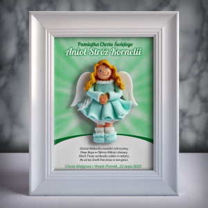 Pamiątka Chrztu Świętego - ramka 15x20 z aniołkiem